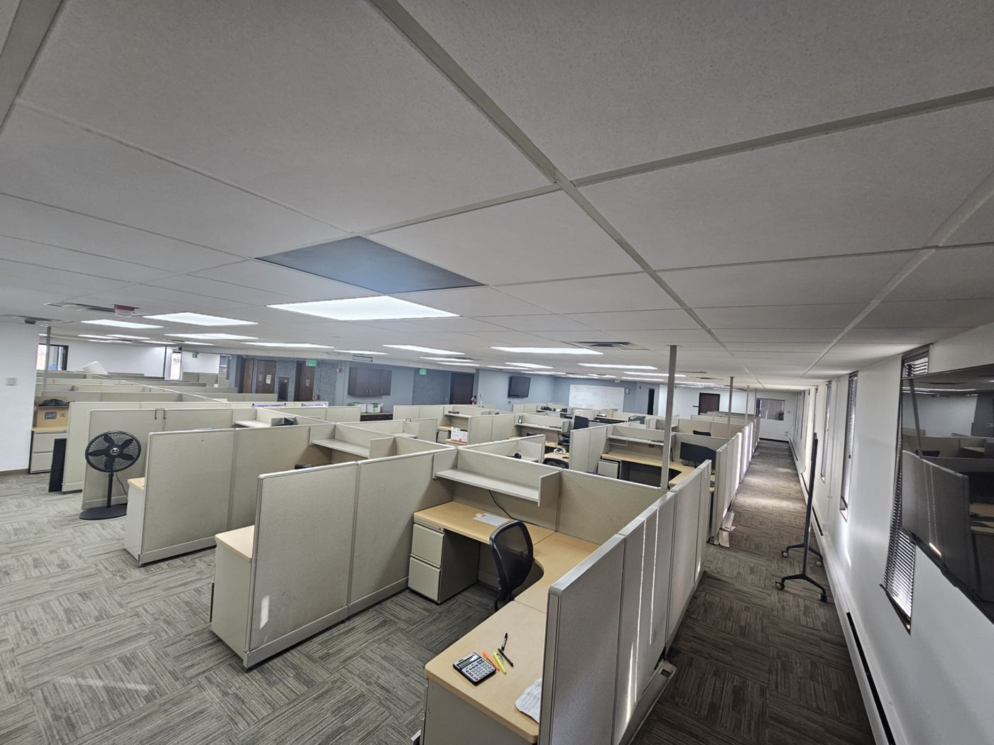 Floor 4 open plan with rows of furnished workstations